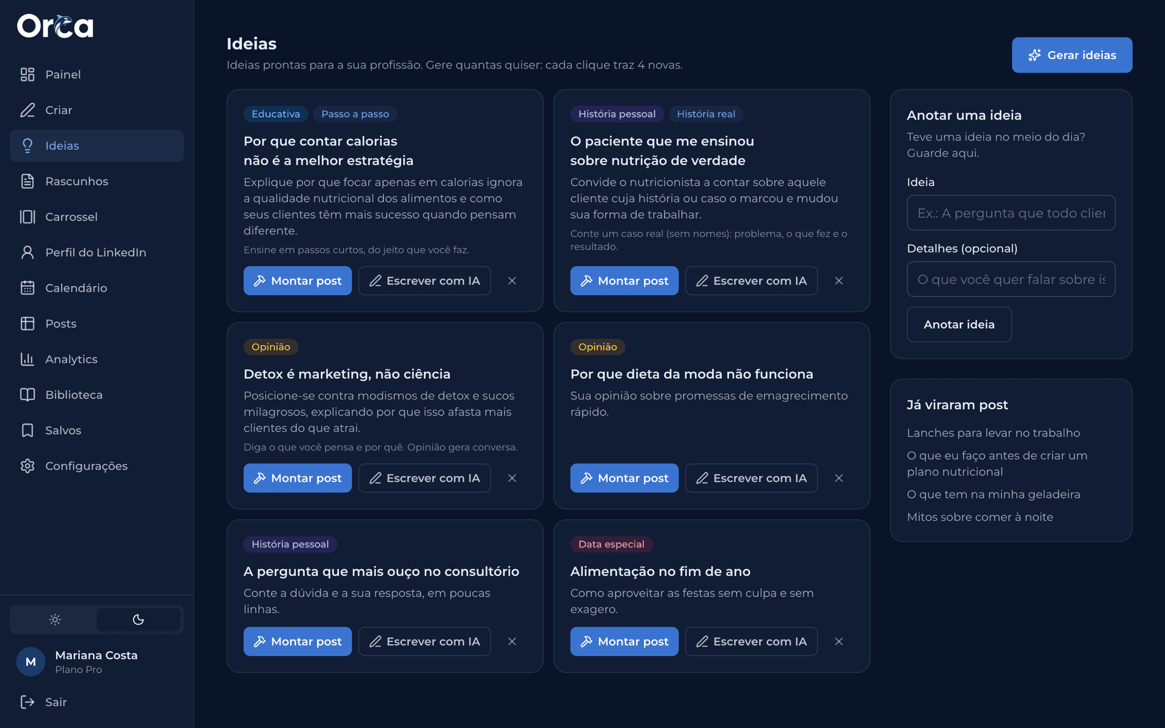 Ideias da sua área